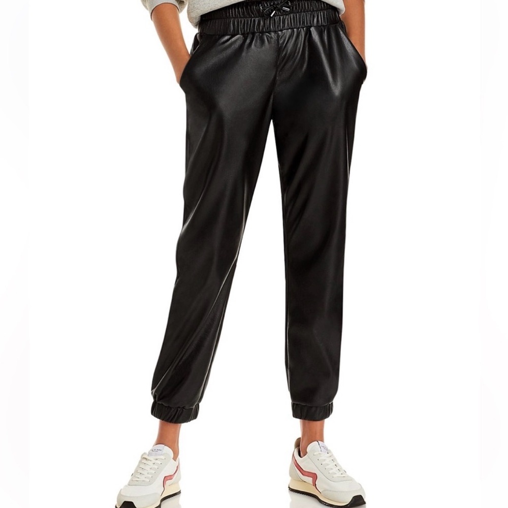 Joie Black Faux Leather Joggers